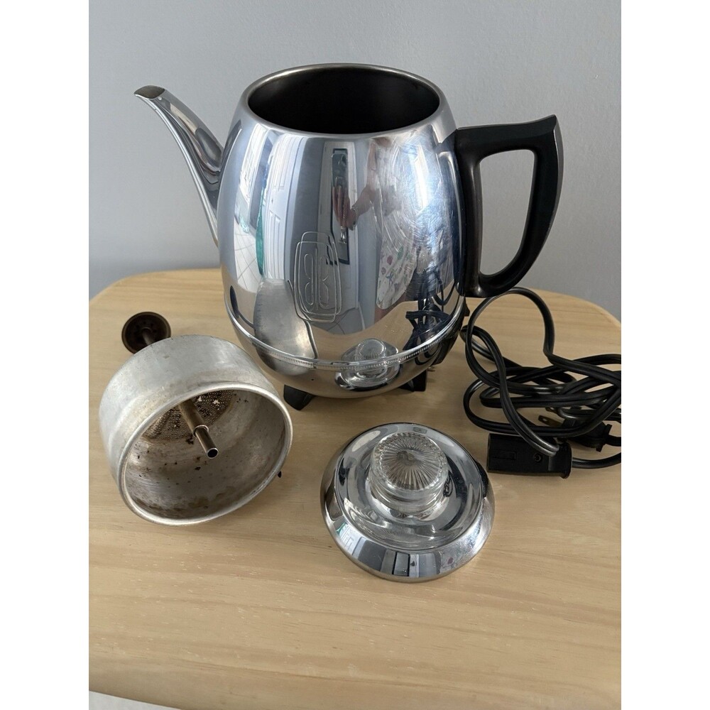 Vintage 1950s GE Automatic Percolator Pot Belly Coffee Maker 9 Cups 68P40 WORKS